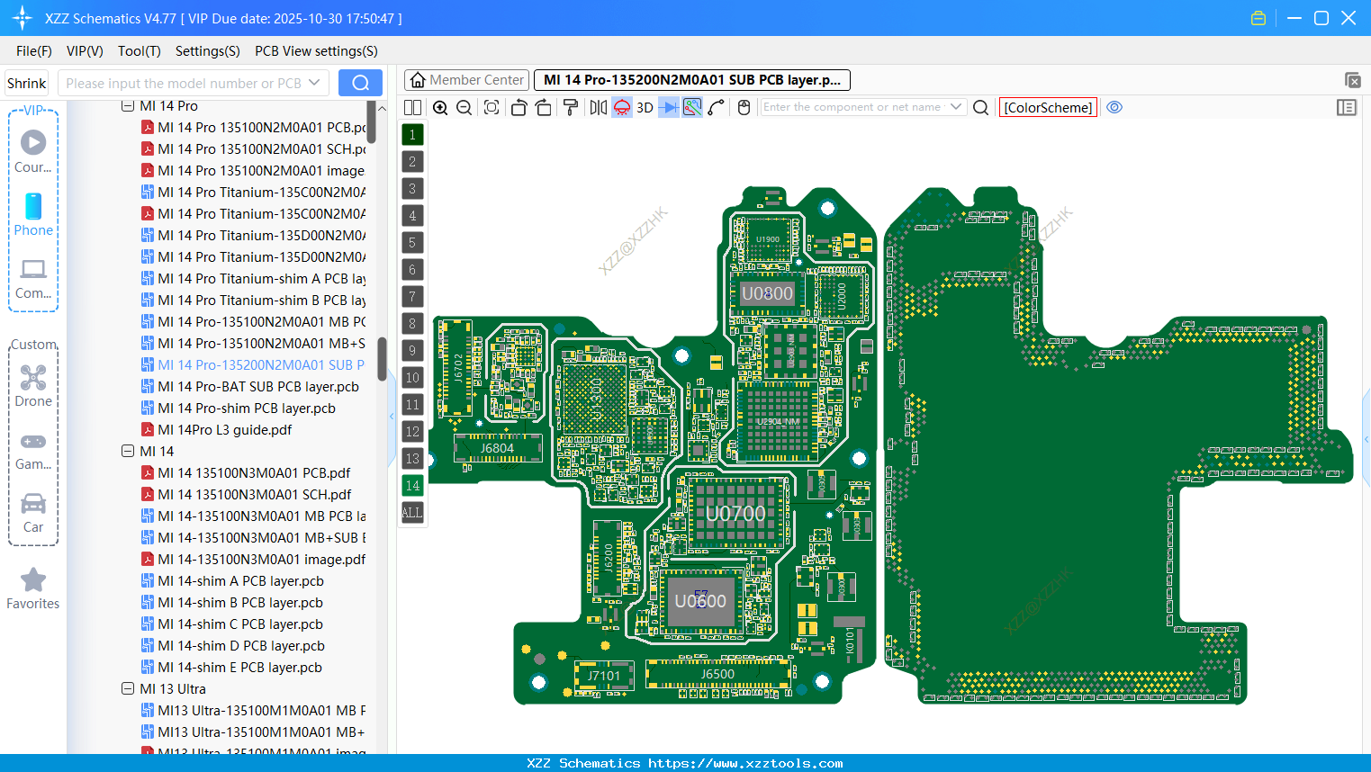 Xiaomi MI 14 Pro-135200N2M0A01 SUB PCB Layer